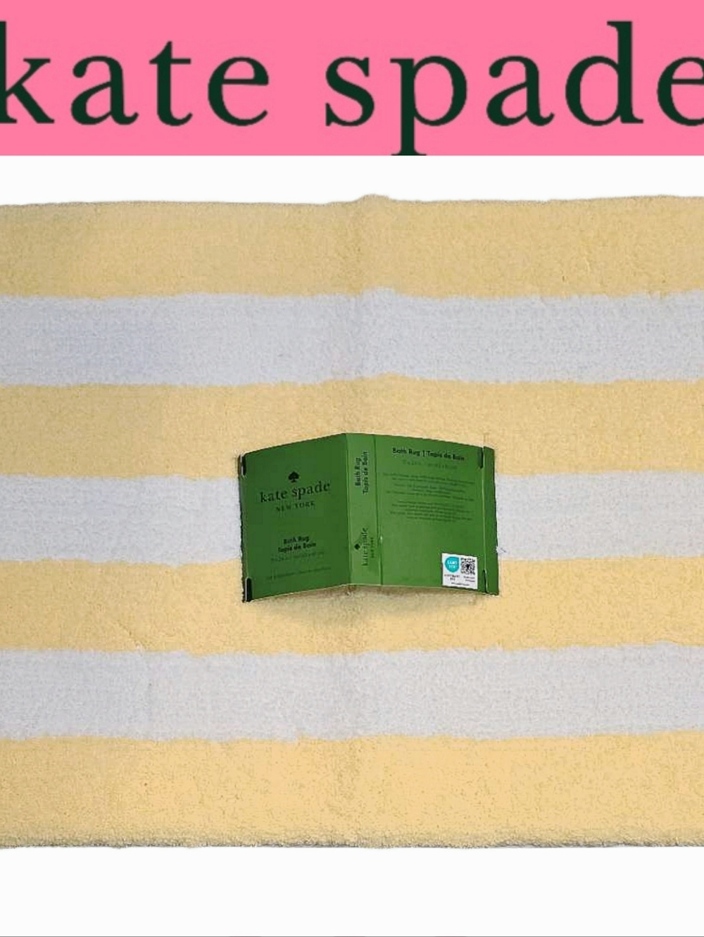 Kate Spade New York Yellow & White Stripe Plush Bath Rug
